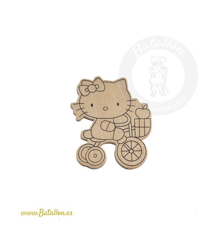 Silueta de madera Hello Kitty en Bicicleta.-Formas Troqueladas-Batallon Manualidades