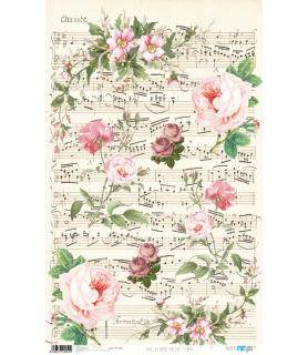 Papel de Arroz Decorado 33 x 54 cm Musical Flowers-Flores y Plantas-Batallon Manualidades