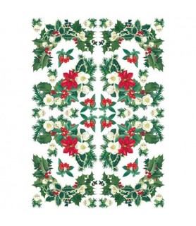 Papel de Arroz Navidad 35 x 50 cm Acebo y Flores-Papel de Arroz-Batallon Manualidades