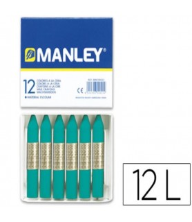 Caja con 12 Ceras Blandas Manley Verde Azulado 23-Ceras Manley-Batallon Manualidades
