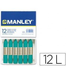Caja con 12 Ceras Blandas Manley Verde Azulado 23-Ceras Manley-Batallon Manualidades