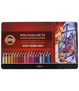 Caja de Metal con 36 Lapices de Colores -  Polycolor-Estuches y Sets de Policromos-Batallon Manualidades
