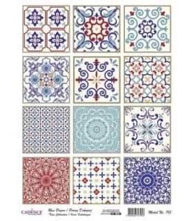 Papel de Arroz Decorado 30 x 42 cm Mosaicos Varios-Surtido-Batallon Manualidades