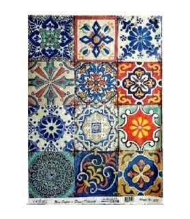 Papel de Arroz Decorado 30 x 42 cm Azulejos Arabes-Surtido-Batallon Manualidades