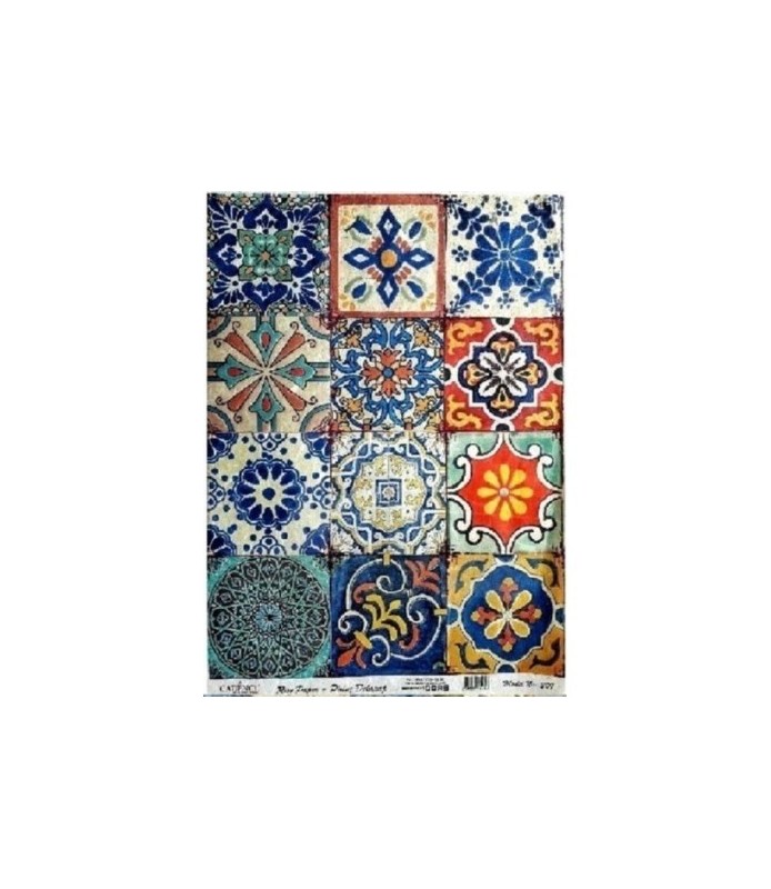 Papel de Arroz Decorado 30 x 42 cm Mosaicos Arabes