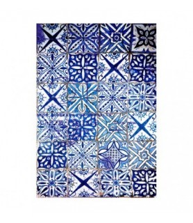 Papel de Arroz Decorado 30 x 42 cm Mosaico Azules-Surtido-Batallon Manualidades