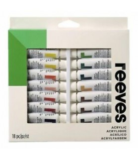 Caja con 18 Tubos Acrilicos 10 ml - Reeves-Packs Acrílicos-Batallon Manualidades