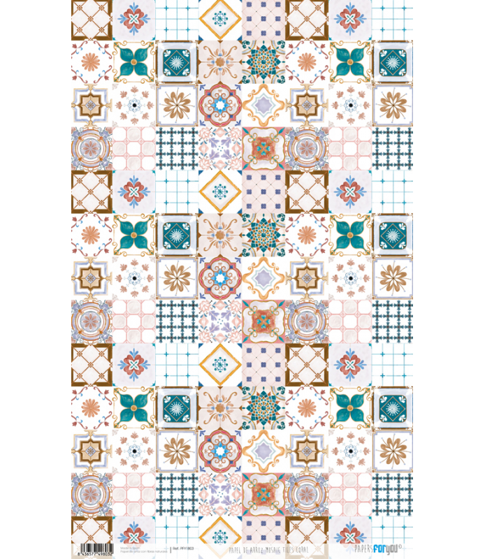 Papel de Arroz 21 x 30 cm Mosaic Tiles Coral