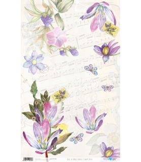Papel de Arroz 33 x 54 cm Vintage Flowers Beige.-Flores y Plantas-Batallon Manualidades
