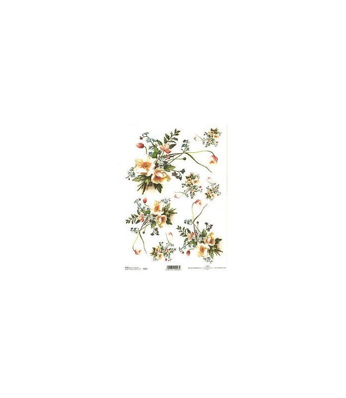 Papel Arroz Decorado 21 x 30 cm Ramilletes  Flores