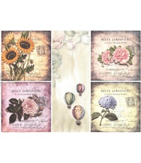 Papel de Arroz Decorado 21 x 30 cm Carte Postale-Flores y Plantas-Batallon Manualidades