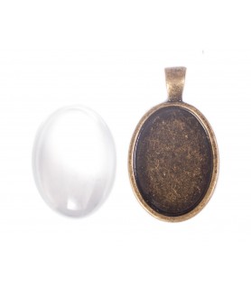 Colgante con Cabujón Liso Ovalado 2 x 2,5 cm