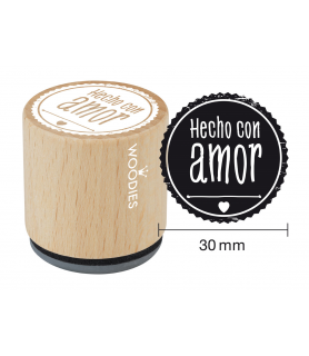 Tampon Cilindrico de Madera 3 cm Hecho con Amor-Sellos-Batallon Manualidades