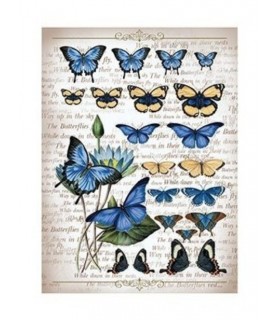 Papel de Arroz Decorado 30 x 42 cm Mariposas Azules-Animales-Batallon Manualidades