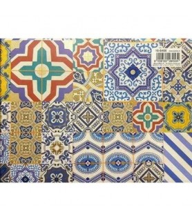 Papel Decoupage 0,70 x 100 m Mosaico-Clásico y Escritura-Batallon Manualidades