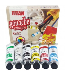 Caja de 6 Tubos Surtidos de Gouache 20 ml - Titan-Packs Gouache-Batallon Manualidades