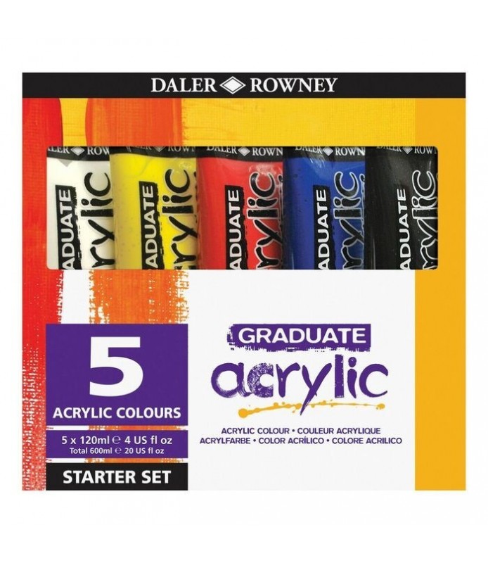 Caja 5 Colores Acrilicos 120 ml - Graduate Acrylic