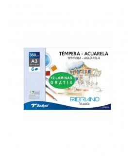 6 Papeles Tempera - Acuarela A3 - 350 g Fabriano