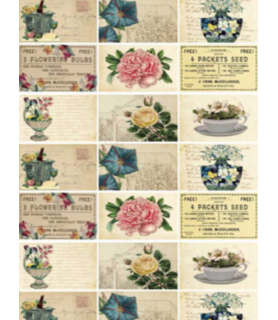 Papel Arroz Decorado 33 x 54 cm Flower Postale-Surtido-Batallon Manualidades