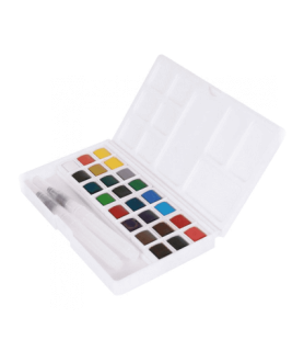Caja de Plástico con 24 Colores de Acuarelas Artis Decor-Packs y Estuches de Acuarela-Batallon Manualidades