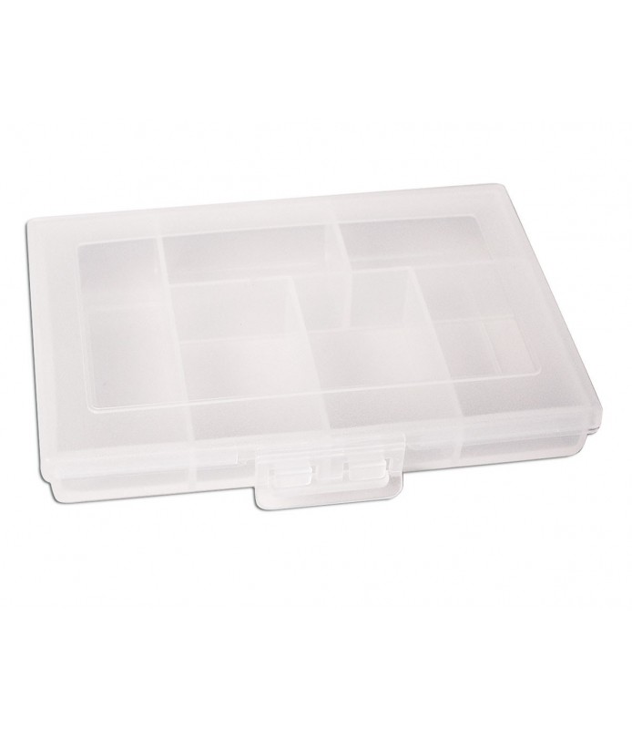 Caja Rectangular Plastico 6 Compart. 12 x 8,5 x 2 cm-Cristal Cerámica Plástico-Batallon Manualidades