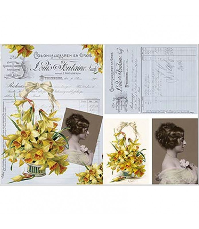 Papel Arroz 35 x 50 cm Cartas Vintage Narcisos
