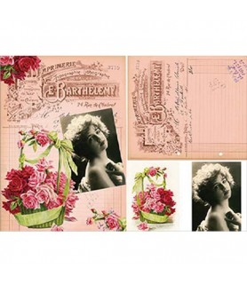 Papel  Arroz 35 x 50 cm Cartas Vintage Rosas-Variado / Otros-Batallon Manualidades