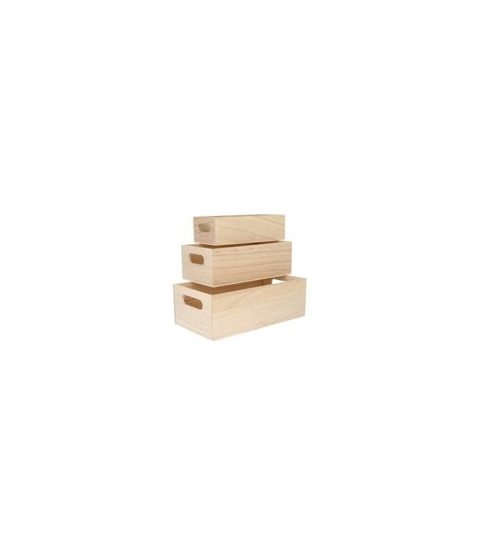 Kit 3 Cajas de Almacenamiento Madera-Cajas de Madera-Batallon Manualidades