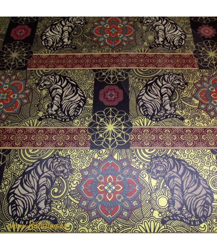 Papel Metalizado Dorado 50 x 70 cm Tigre Blanco-Animales-Batallon Manualidades