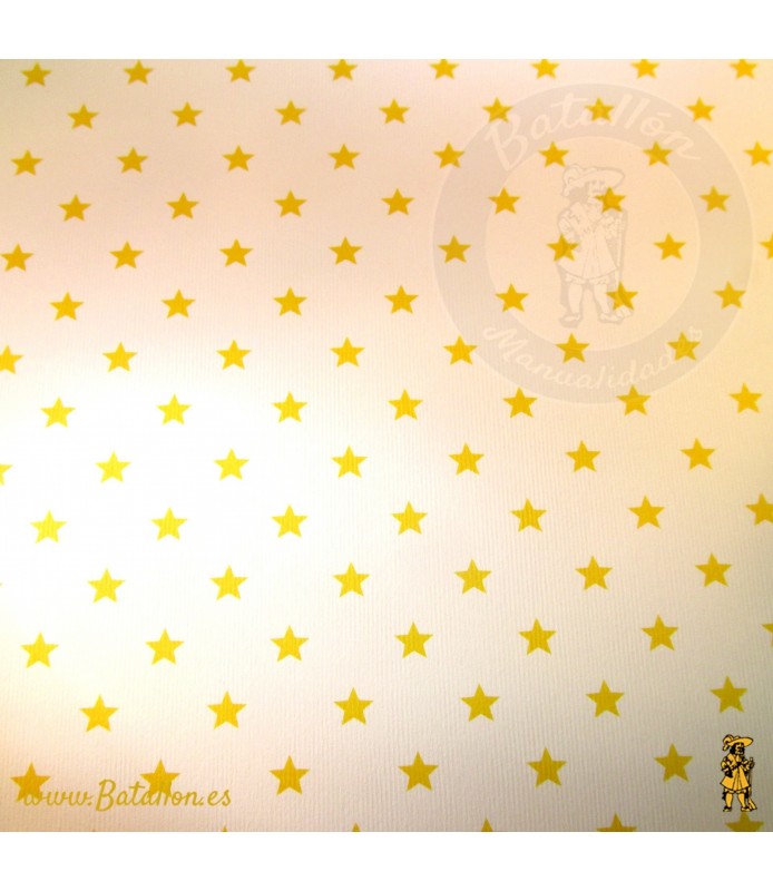 Papel Cartonaje 32 x 48,3 cm Estrellas Yellow -Estampados.-Batallon Manualidades