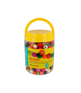 Bote Cuentas de Madera Surtidas y 4 Hilos 560 g