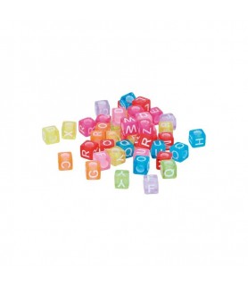 300 Cubos con Letras Plastico Mix Colores Pastel-Cuentas de Plástico-Batallon Manualidades