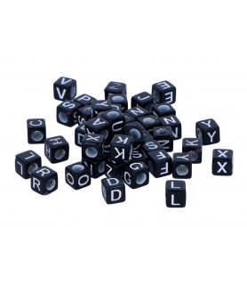 300 Cubos Letras Plastico Negro y Blanco 6 x 6 cm-Cuentas de Plástico-Batallon Manualidades
