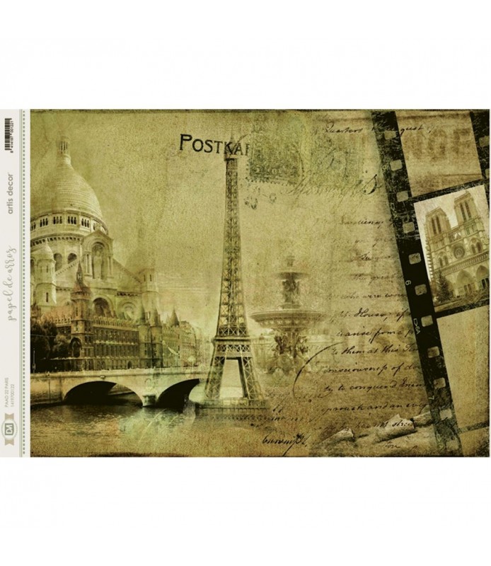 Papel de Arroz Decorado 29,7 x 42 cm Paris-Surtido-Batallon Manualidades