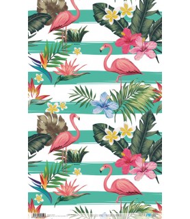 Papel de Arroz 33 x 54 cm Tropical Flamingo-Animales-Batallon Manualidades