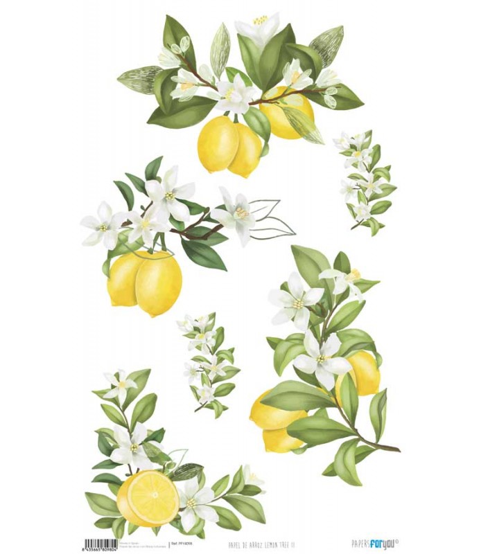 Papel de Arroz Decorado 33 x 54 cm Lemon Tree II-Flores y Plantas-Batallon Manualidades
