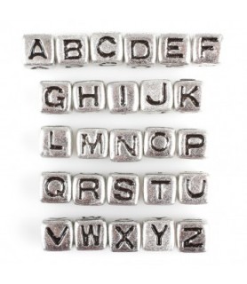 130 Cubos Letras de Plastico Plata 6 mm-Cuentas de Plástico-Batallon Manualidades