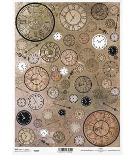 Papel de Arroz Decorado 21 x 30 cm Relojes-Surtidos-Batallon Manualidades