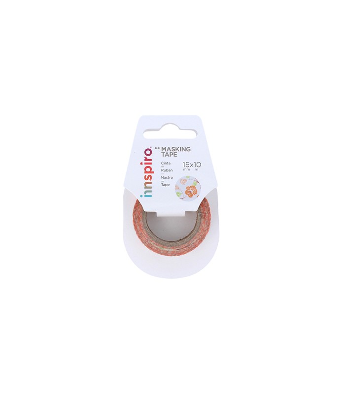 Washi Tape Masking 15 x 10 mm Flores Naranjas-Washi Tape Decorado-Batallon Manualidades