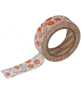 Washi Tape Masking 15 x 10 mm Flores Naranjas-Washi Tape Decorado-Batallon Manualidades