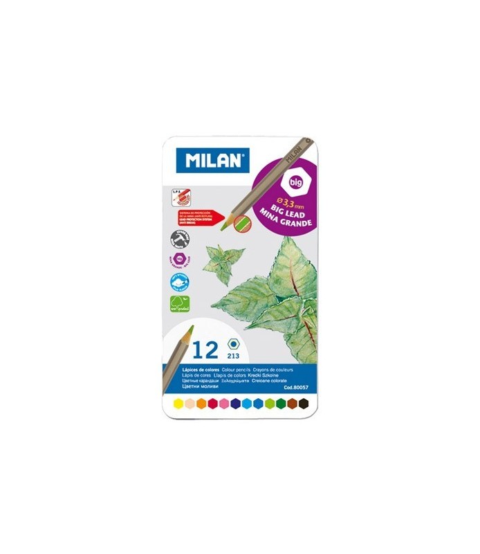 12 Lápices de colores "Milan" Estuche metálico