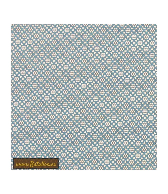 Papel para decoupage flores puntos azul-Estampados-Batallon Manualidades