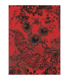 Papel Fino Decopatch Nº 436 "Floral Negro/rojo" 30X40 cm-Papel Fino Decopatch-Batallon Manualidades