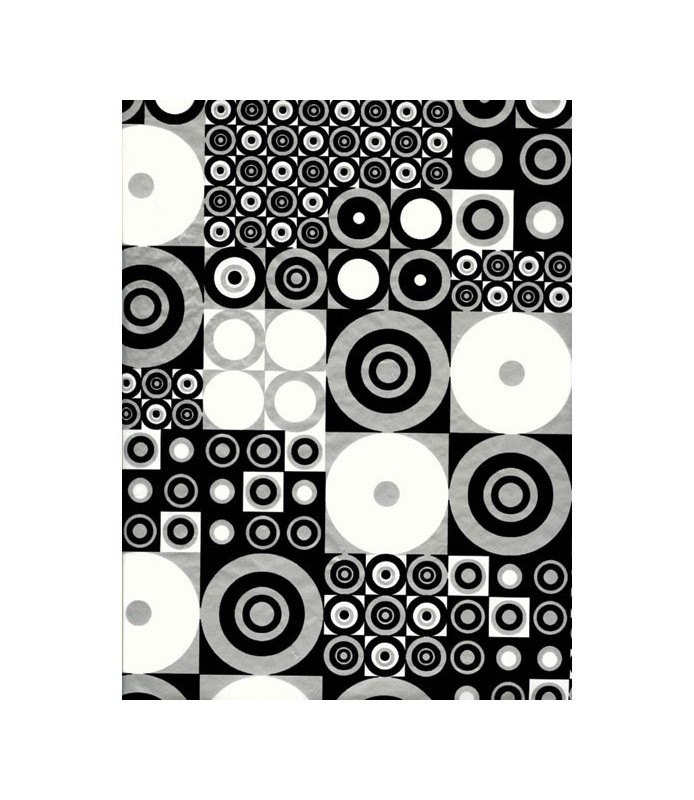 Papel Fino Decopatch Nº 441 "Círculos blancos y negros" 30X40 cm