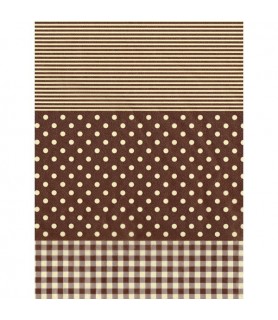 Papel Fino Decopatch Nº 487 "Puntos y rayas marrón" 30X40 cm-Estampados-Batallon Manualidades