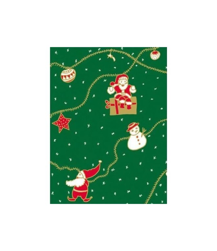 Papel Fino Decopatch Nº 819 "Papa Noel sobre verde" 30X40 cm-Papel Fino Decopatch-Batallon Manualidades
