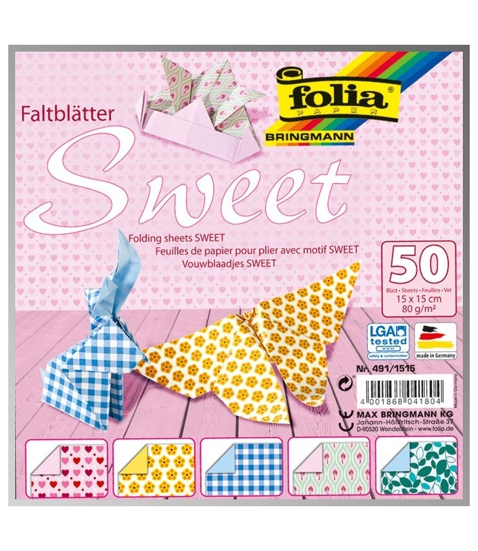 50 Hojas de Origami 15x15 cm. "Sweet"-Hojas de 15 x 15 cm-Batallon Manualidades