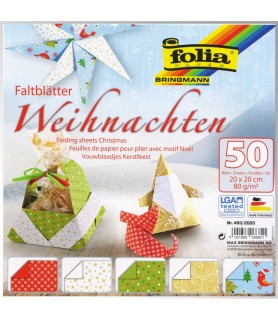 50 Hojas de Origami 20x20 cm. "Navidad"-Hojas de 20 x 20 cm-Batallon Manualidades