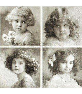 Servilleta Retratos Infantiles-Vintage-Batallon Manualidades