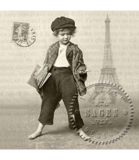 Servilleta Repartidor en Paris-Vintage-Batallon Manualidades